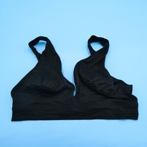 Victoria's Secret Bralette Womens Medium Solid Black Deep V-Neck Cotton Bra